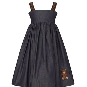 Fendi Kids Dark Blue Dress with Brown Accents